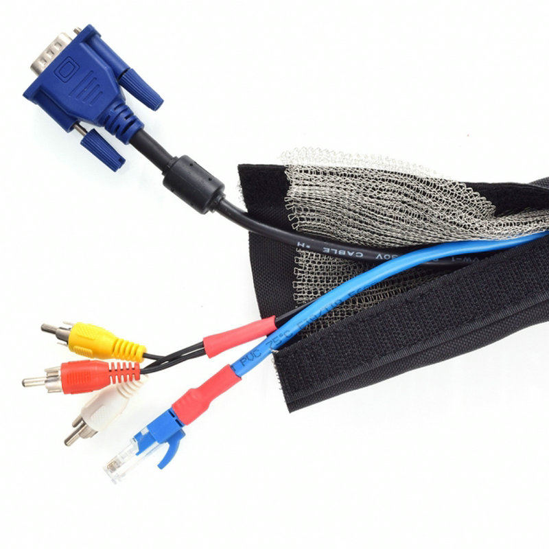Shielded Cable Sleeve 40mm With Velcro Tape Insulation Nylon Harness Sheath  Anti Electromagnetic Interference Leakage Wire Wrap