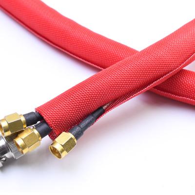 Red woven split tubular harness wrap