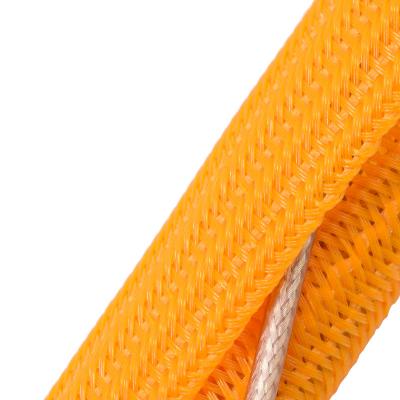 Orange Split Braided Wire Loom Cable Sleeve